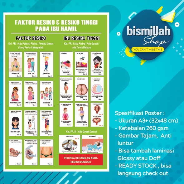 Jual Poster Kebidanan Faktor Resiko Dan Resiko Tinggi Ibu Hamil