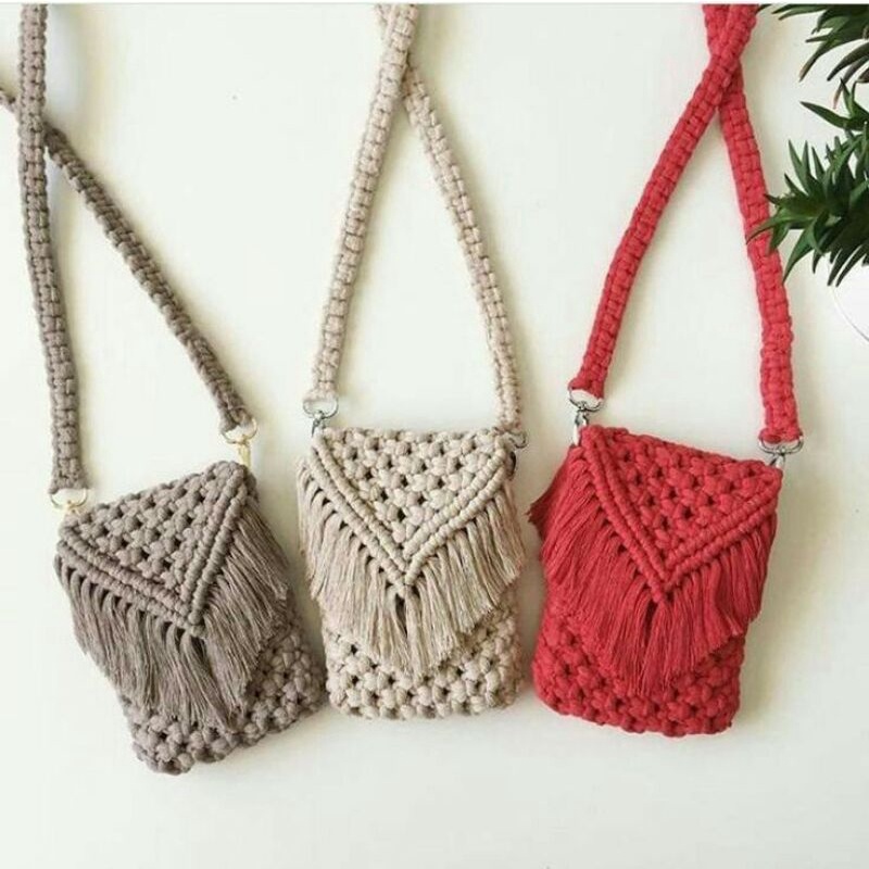 Jual TAS HP SELEMPANG/TAS RAJUT MACRAME | Shopee Indonesia