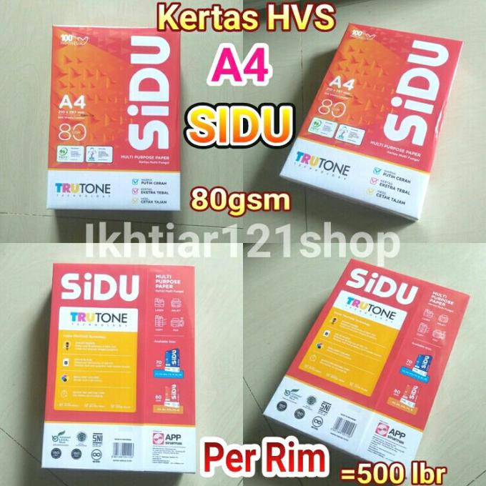 Jual Kertas HVS A4 SIDU 80 Gram Per Rim/Kertas HVS 80gsm A4 SIDU ...