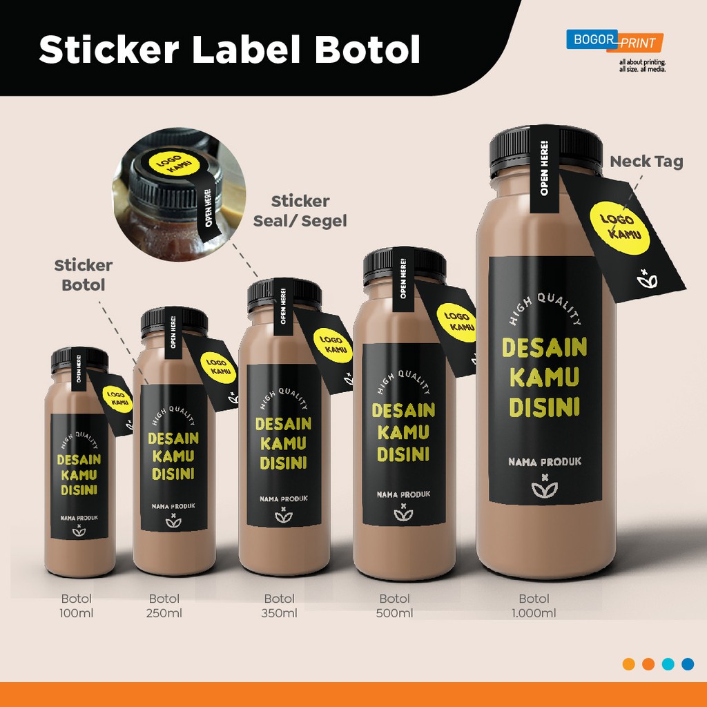Jual Cetak Paket Label Botol Kemasan Minuman Segel Neck Tag Ukuran 100ml 1000ml Custom 9758