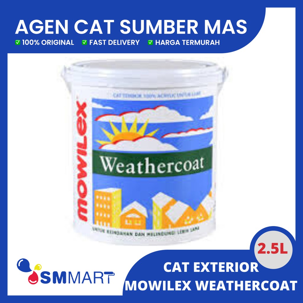 Jual Mowilex Weathercoat Cat Tembok Exterior Warna Putih 1501 Galon 2