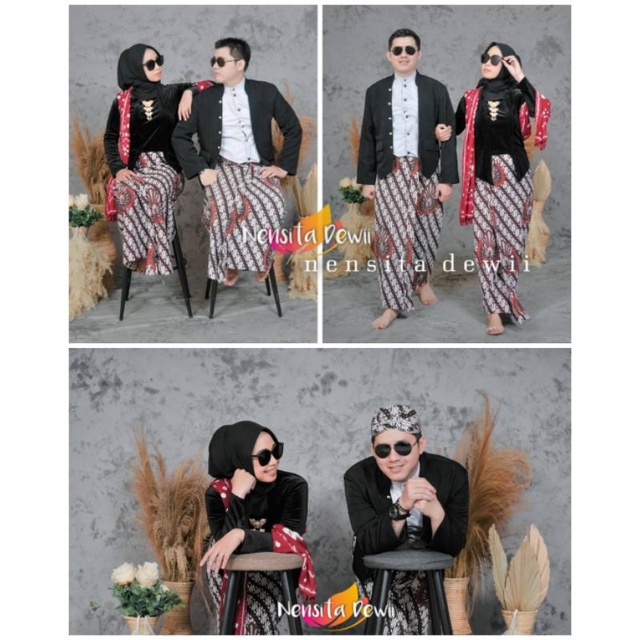 Jual Set Prewed Baju Couple Adat Jawa Solo Motif Parang Garuda