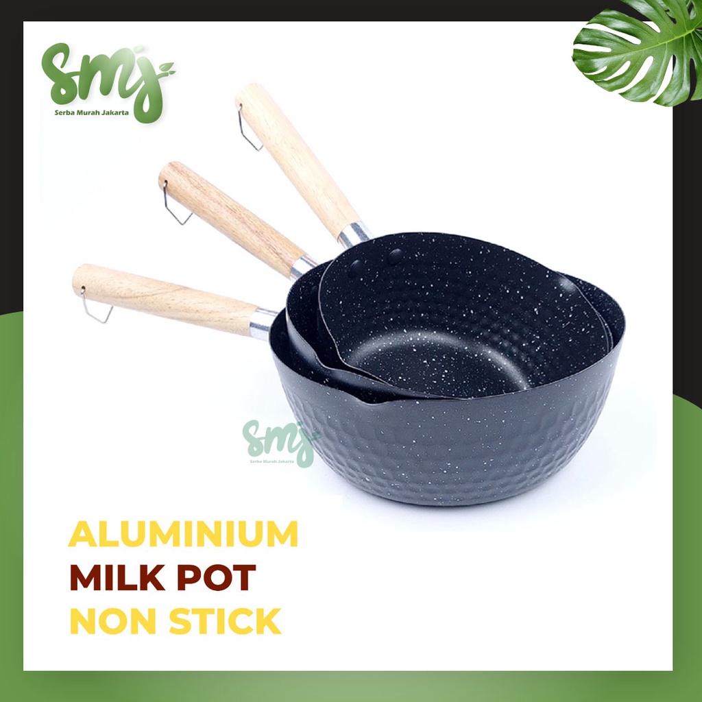 Jual SMJ - Milk Pan Alumunium Panci Sup Mie Rebus Milk Pot Gagang Kayu ...