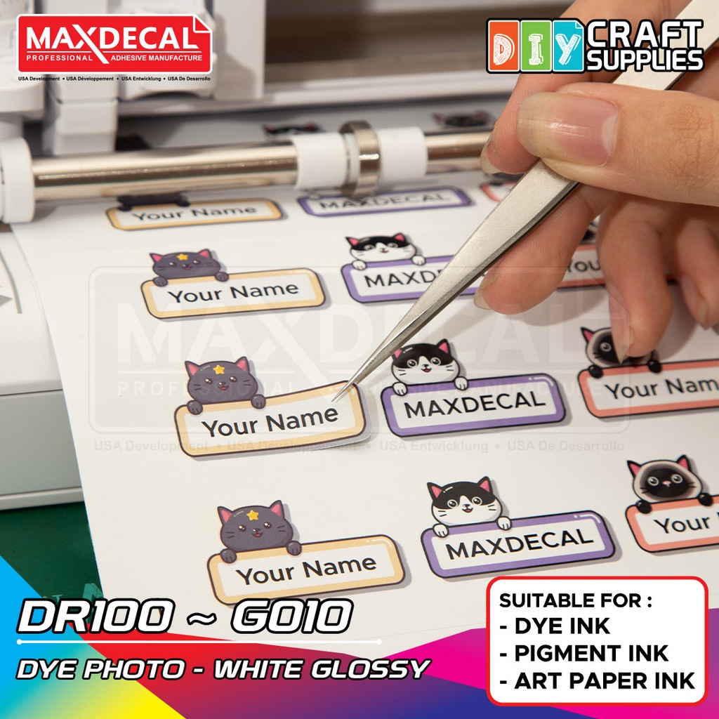 Jual Maxdecal DIY DR100 G010 Dye Photo - White Glossy, A3 Sticker Photo ...