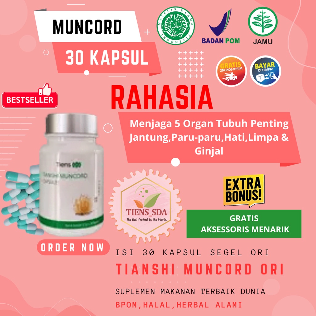 Jual (30 KAPSUL) TIANSHI MUNCORD CAPSULES CORDYCEPS MYCHELLIUM ORI ...