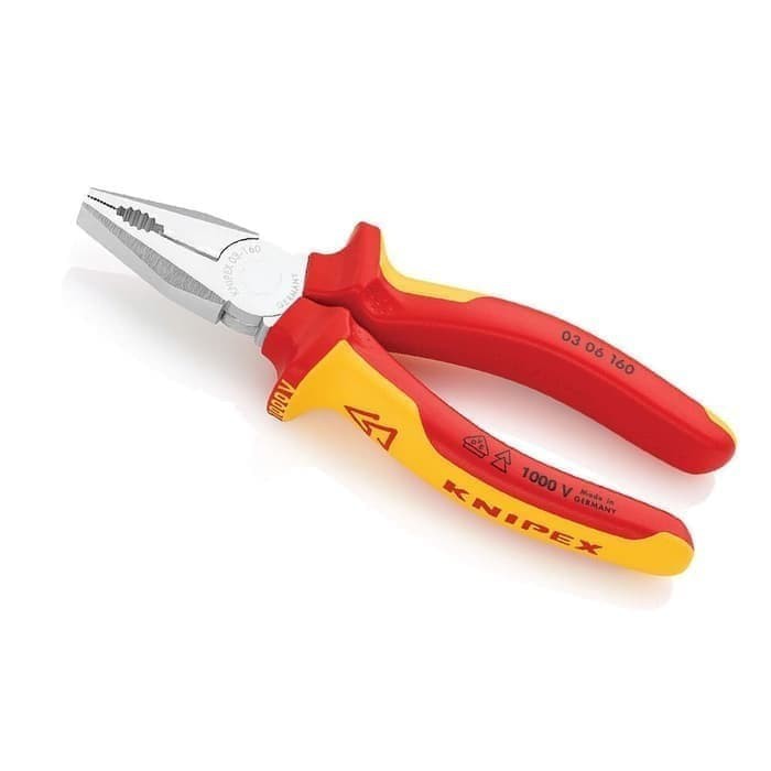 KNIPEX 03 01 160 6.3 Inch Combination Pliers – Black Atramentized With Induction-Hardened Cutting Edges (60 HRC)