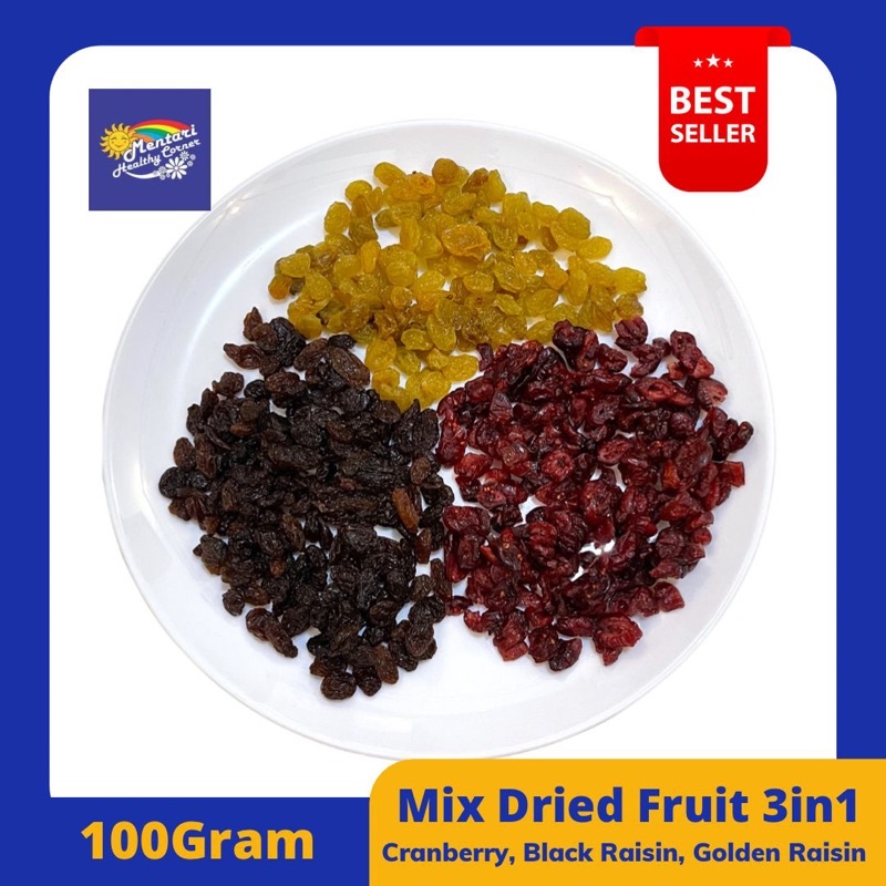 Jual Mix Dried Fruit 3in1 100Gram (Cranberry,Black Raisin, Golden ...