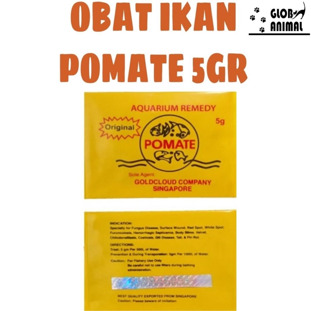 Jual POMATE 5 GRAM OBAT ANTIBIOTIK IKAN ARWANA IKAN HIAS KOI ORI