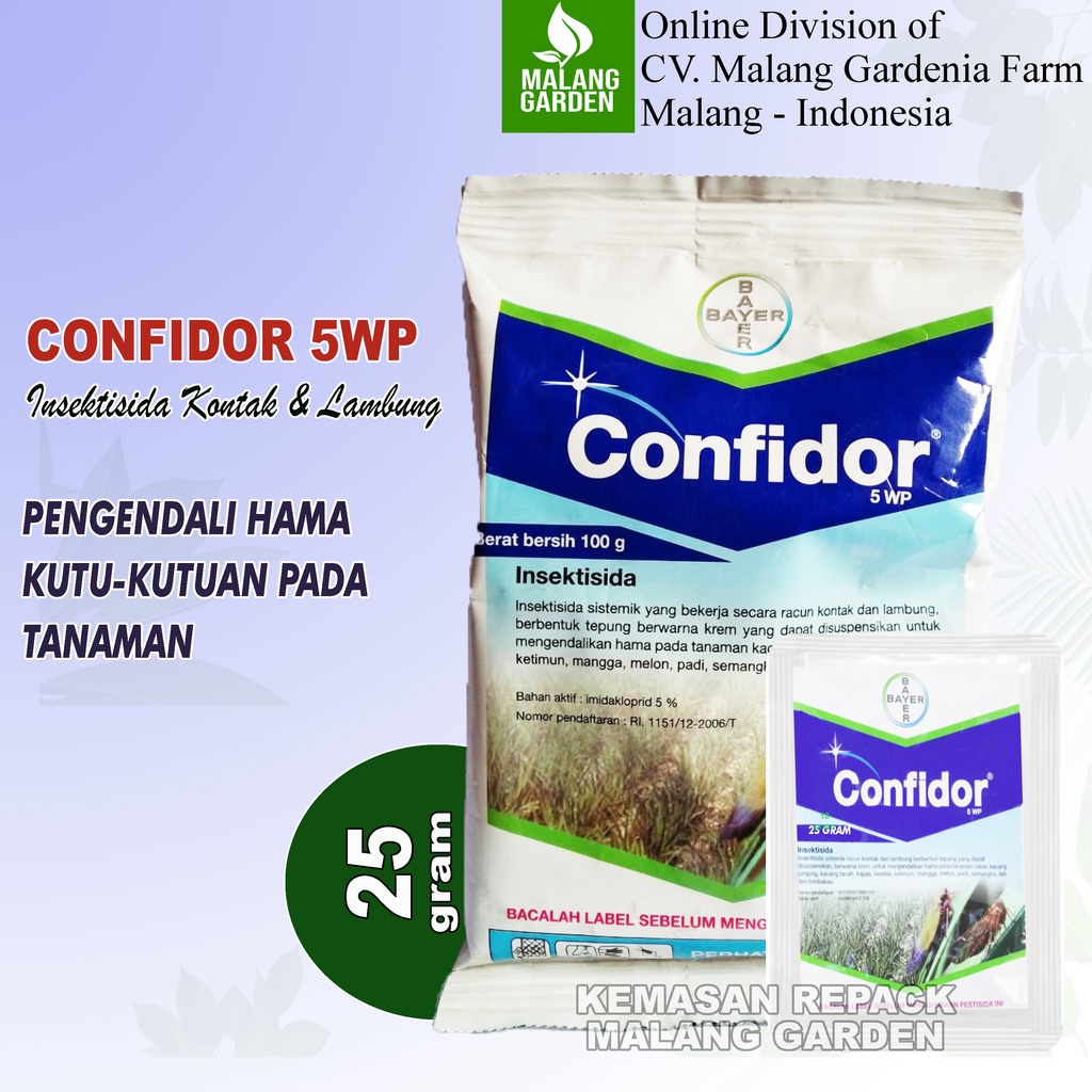 Jual REPACK Insektisida Confidor 5WP 25gram | Confidor 25gram | Shopee ...