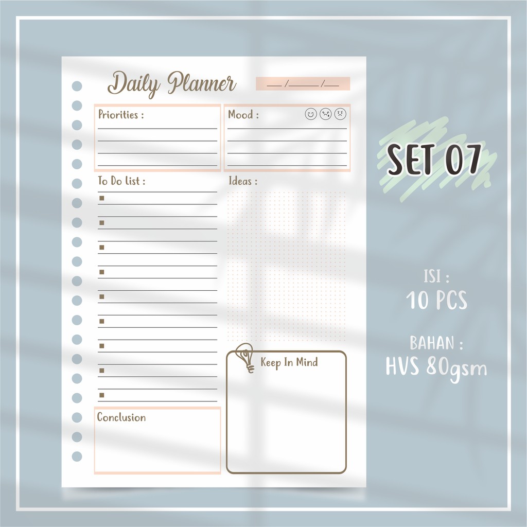 Jual [PART 1] 10PCS Isi Binder A5 & B5 Daily Planner / To Do List ...