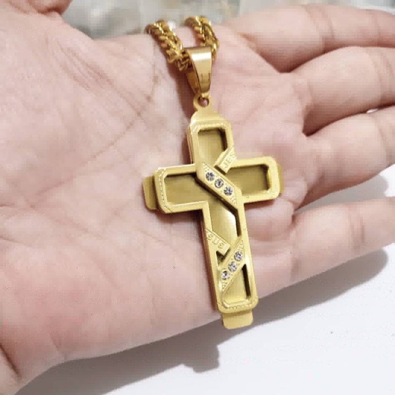 Jual KEREN BIG CROSS kalung salib ukuran besar mewah pria titanium ...