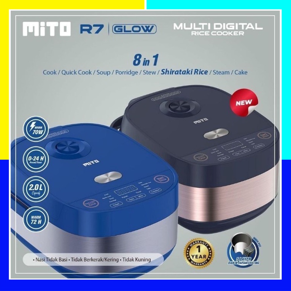 Jual MITO MULTI DIGITAL RICE COOKER R7 GLOW [2 LTR / 8IN1] Shopee