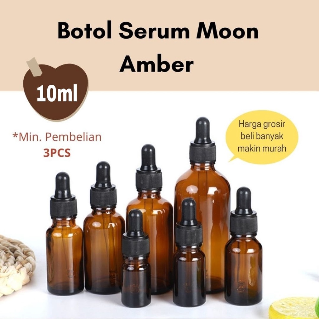 Jual Botol Serum Skincare Essence Dropper Pipet Kaca Moon Amber Coklat ...