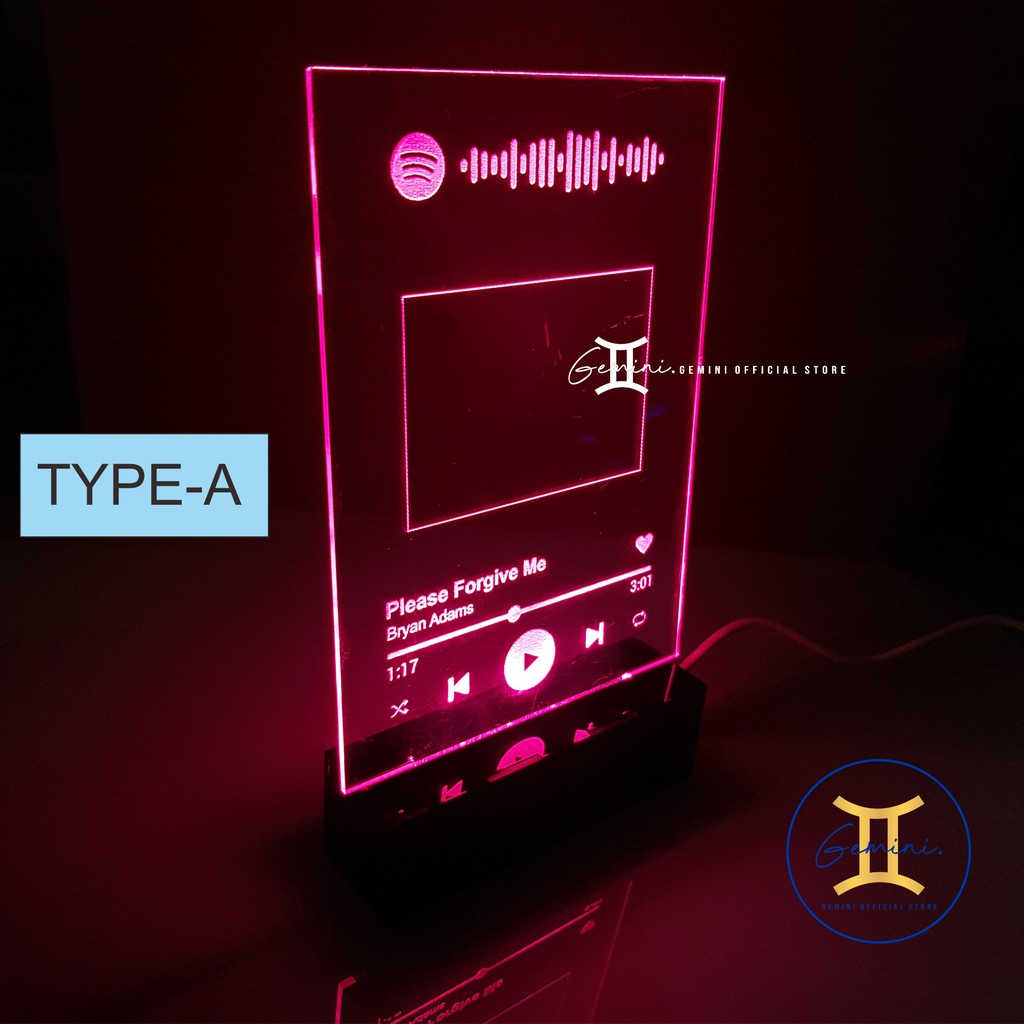 Jual Custom Acrylic Spotify Art + Stand Lampu LED Premium / Spotify ...
