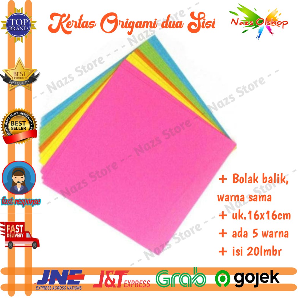 Jual Kertas Lipat Origami Sisi Warna Sama X Isi Lembar