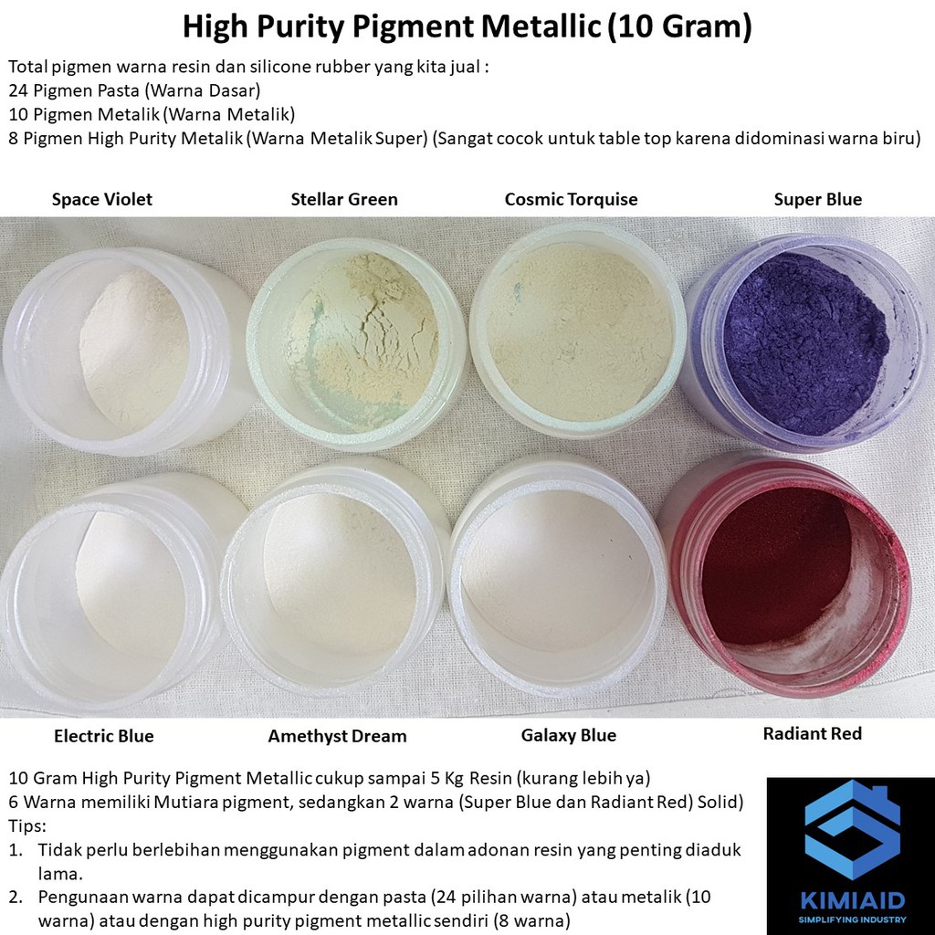 Jual High Purity Pigment 10 Gr Resin Epoxy Resin Bening