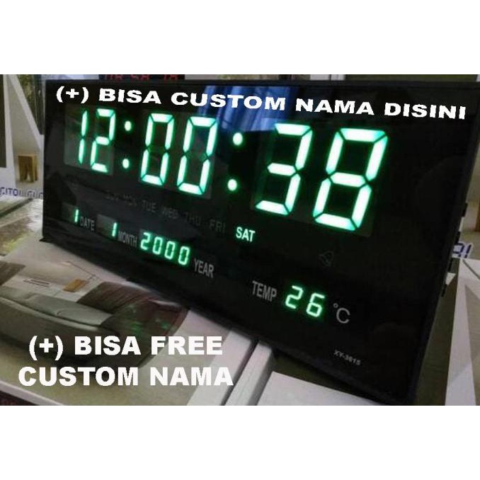 Jual Jam Dinding Digital LED Clock HIJAU/BIRU 36 cm x 15 cm LED JH3615