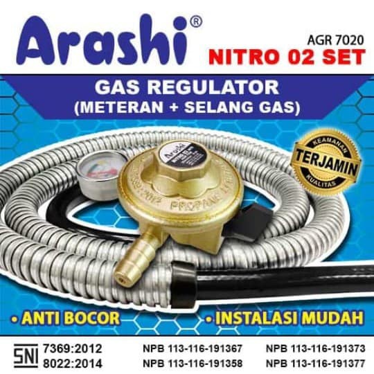Jual Selang Gas LPG & Regulator 2 pcs Klem Anti Karat Anti Tikus Anti