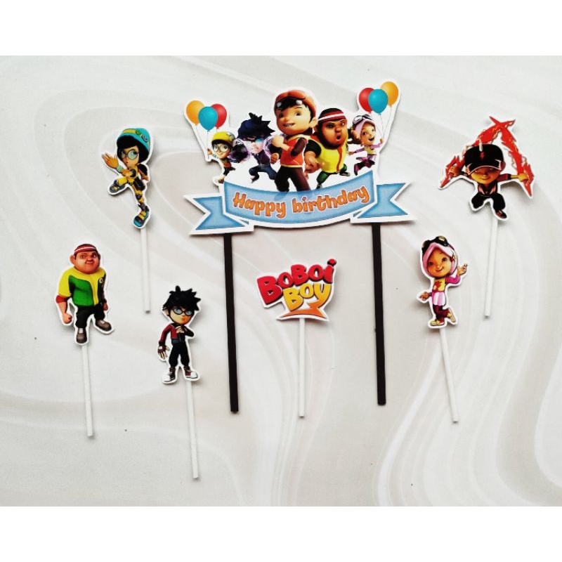 Jual hiasan kue ulang tahun nasi tumpeng cake topper karakter boboiboy