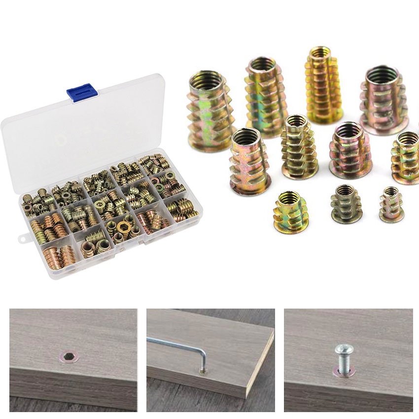 Jual 230PCS/SET Mur Nanas M6 M8 M10 M4 MUR TANAM KAYU Insert Nut/ baut ...