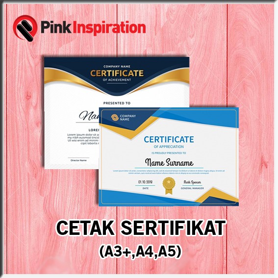 Jual Cetak Sertifikat Ukuran A3 A4 A5 Custom Sertifikat Cetak