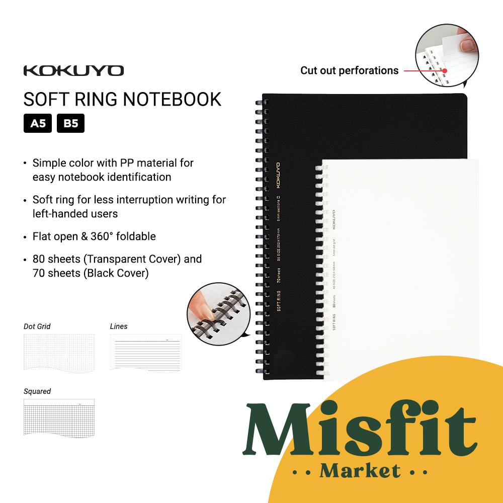Jual KOKUYO Soft Ring Notebook SQUARED GRID A5 B5 /70 Sheets BLACK ...