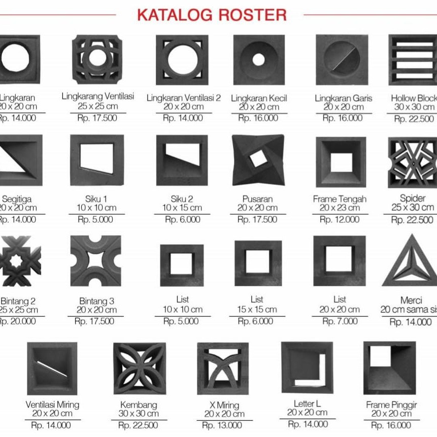 Jual Roster Beton / Roster Terakota / Roster Putih Minimalis Berbagai ...