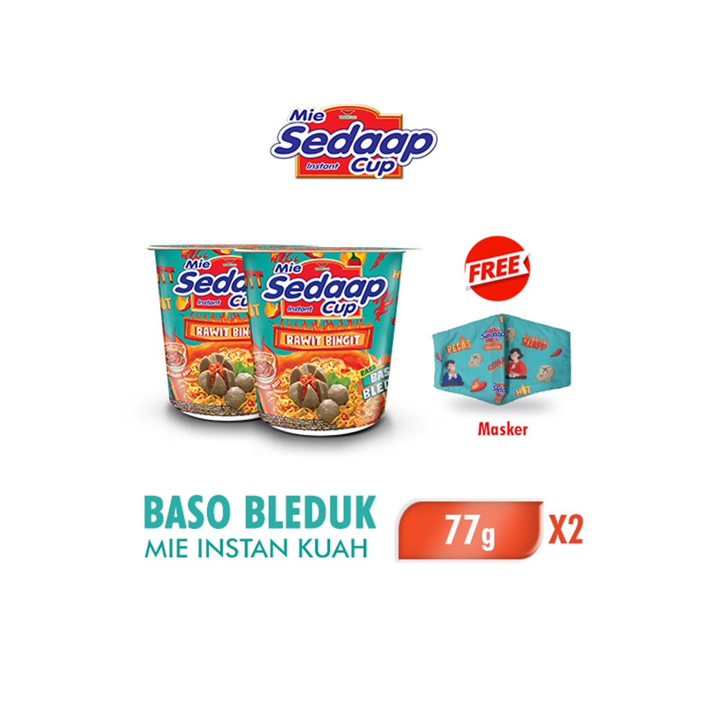 Jual Sedaap Mie Cup Bakso Bleduk 77gr X2 Free Masker Shopee Indonesia