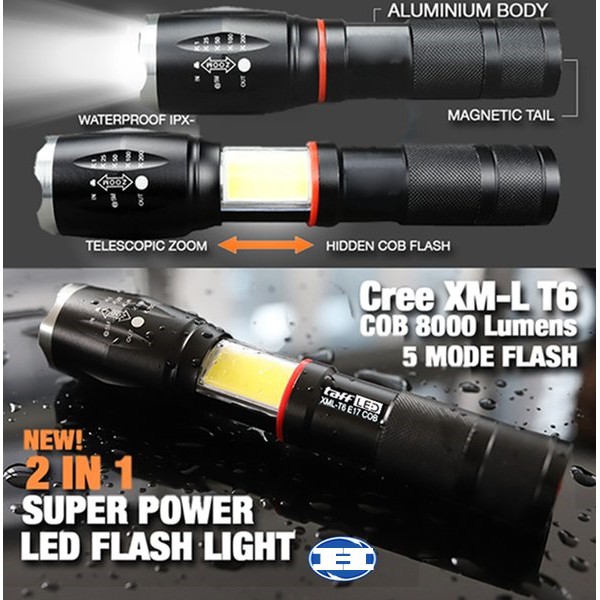 Jual TaffLED Senter LED Torch Cree XM-L T6 8000 Lumens - E17 COB ...