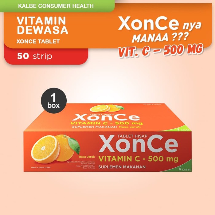 Jual 50 strip (100 tab) Xonce Tab Box 100 tablet XonCe Vitamin C 500