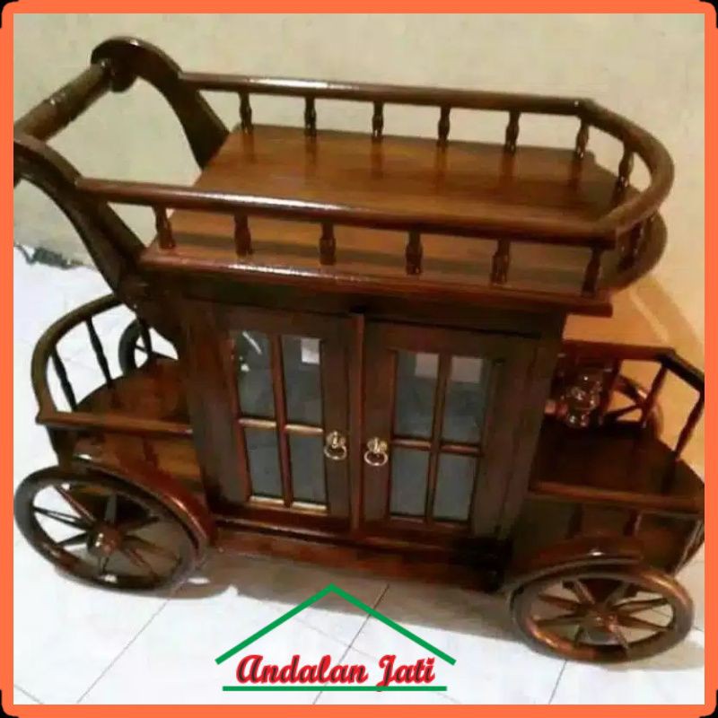 Jual meja roda/troli dorong jati | Shopee Indonesia