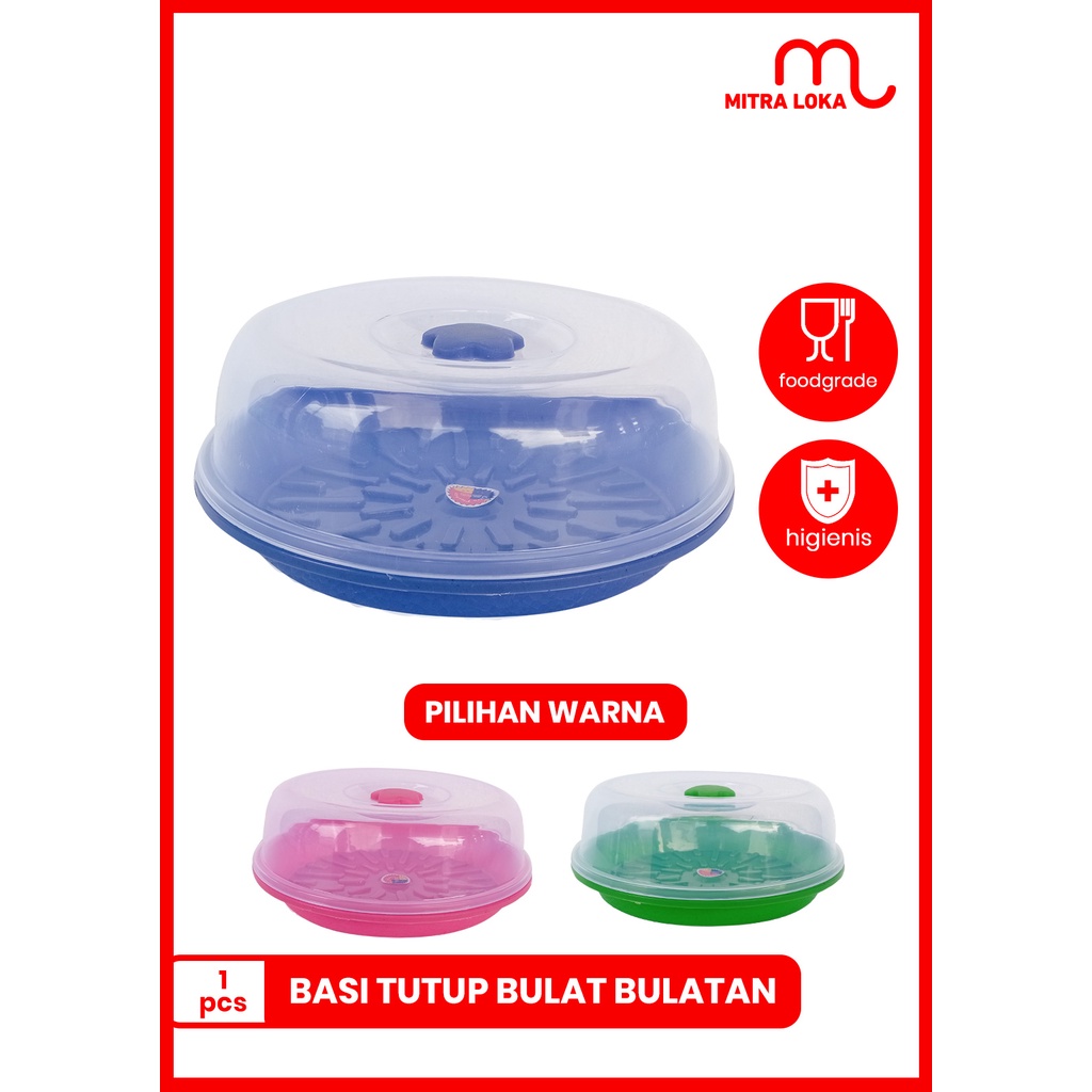 Jual Mitra Loka Basi Tutup Bulat HW Tempat Roti Kapsul Tutup Transparan ...