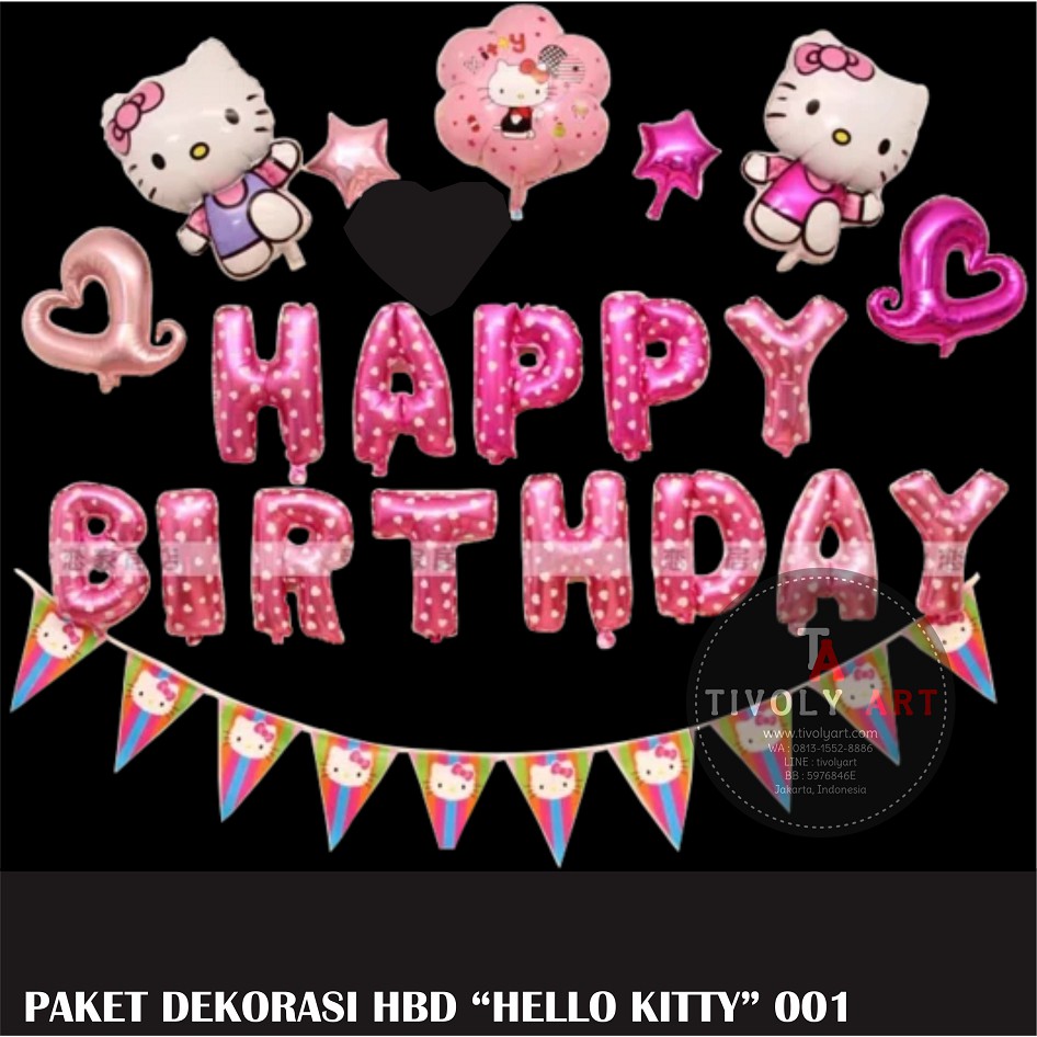 Jual Paket Dekorasi Happy Birthday Tema HELLO KITTY 001 | Paket HBD ...