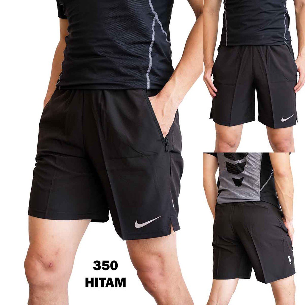 Jual Celana Pendek Training Pria Hitam Bawahan Olah Raga Gym Futsal Lari Fitness Running