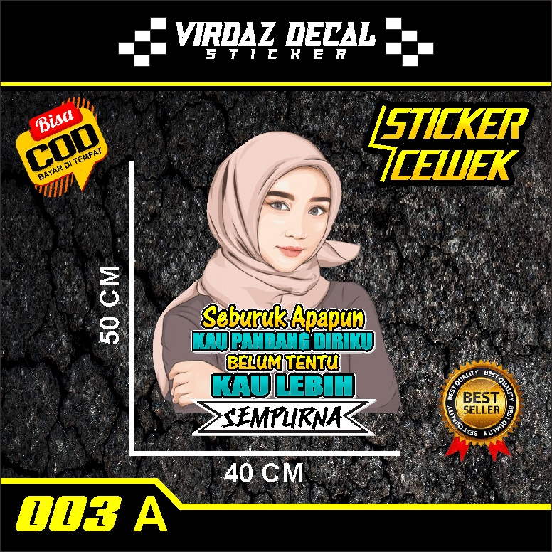Jual Sticker Decal Printing Gambar Cewek Hijab Kata Kata Pintu Mobil ...