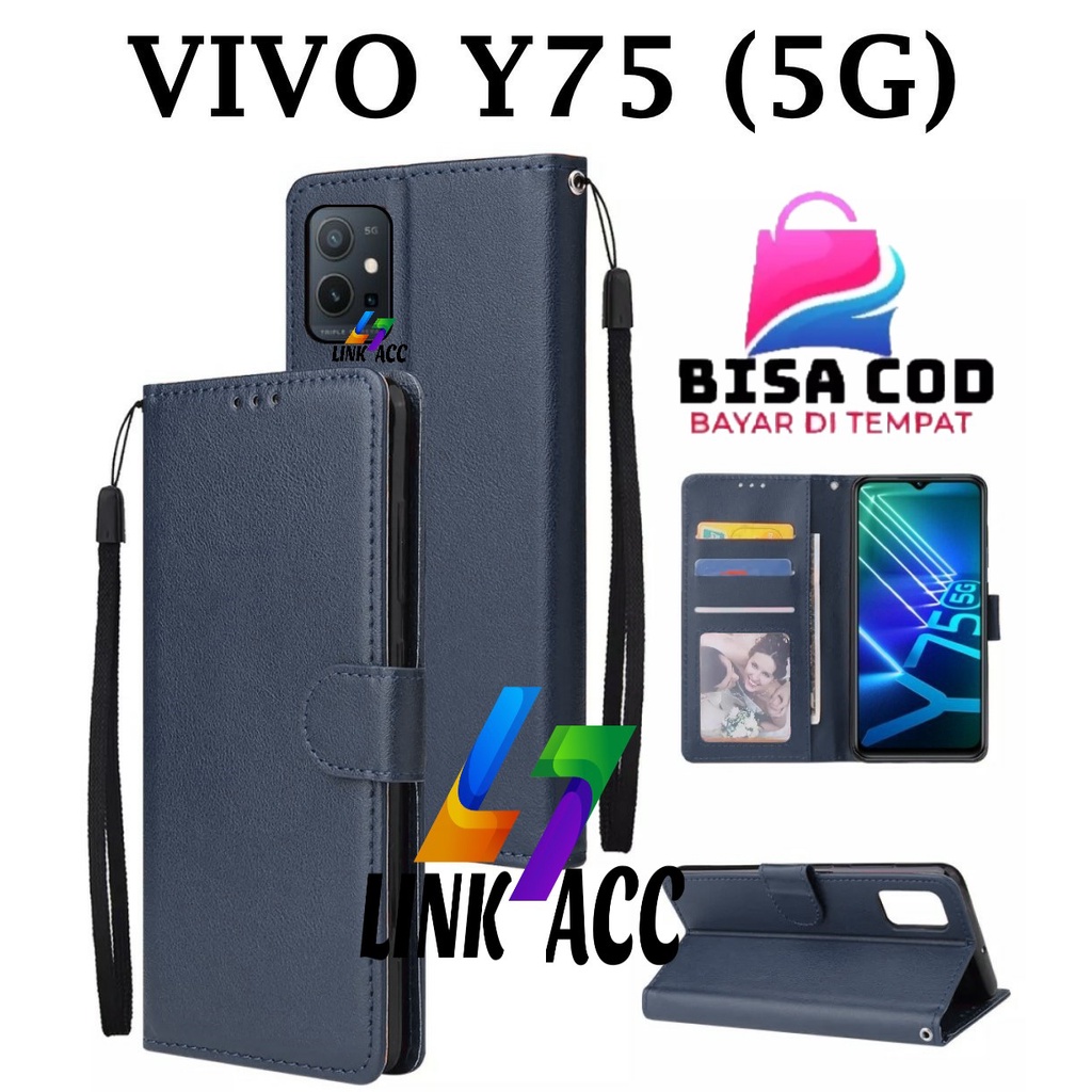 VIVO Y75 (5G) FLIP LEATHER CASE PREMIUM-FLIP WALLET CASE KULIT UNTUK VIVO  Y75 (5G) CASING DOMPET-FLIP COVER LEATHER-SARUNG BUKU