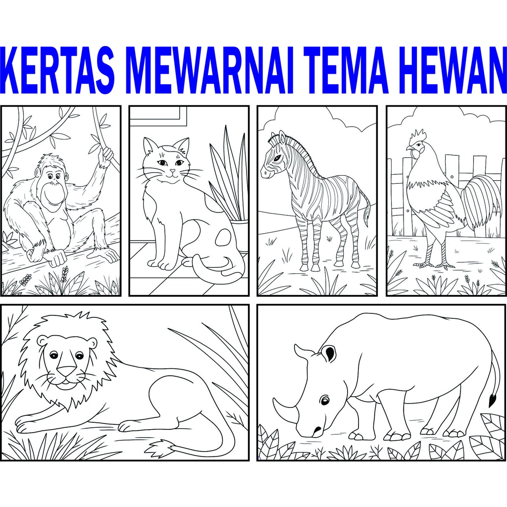 Jual Kertas Mewarnai Gambar Hewan ukuran Folio - Melatih imajinasi dan