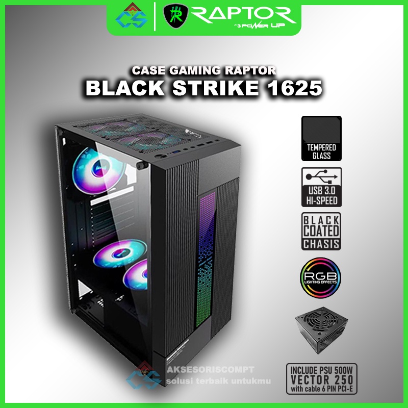 Jual Casing Gaming Powerup Raptor With Led Strip Include Psu