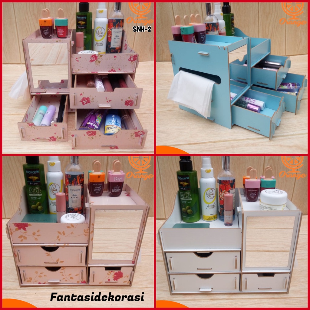Jual Rak cosmetic Cermin serbaguna elegan Tempat make up Bahan Kayu Rak ...