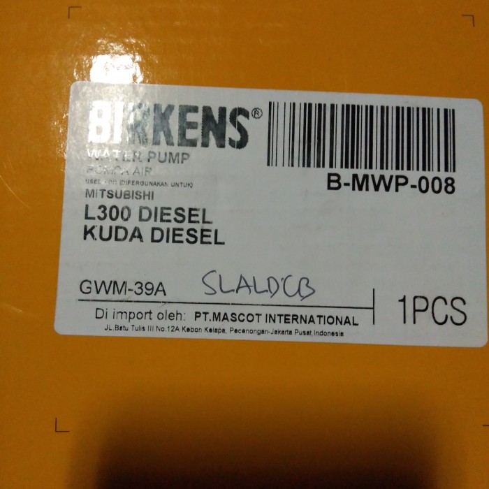 Jual pompa air mitsubishi L300 diesel water pump mitsubishi l300 diesel ...