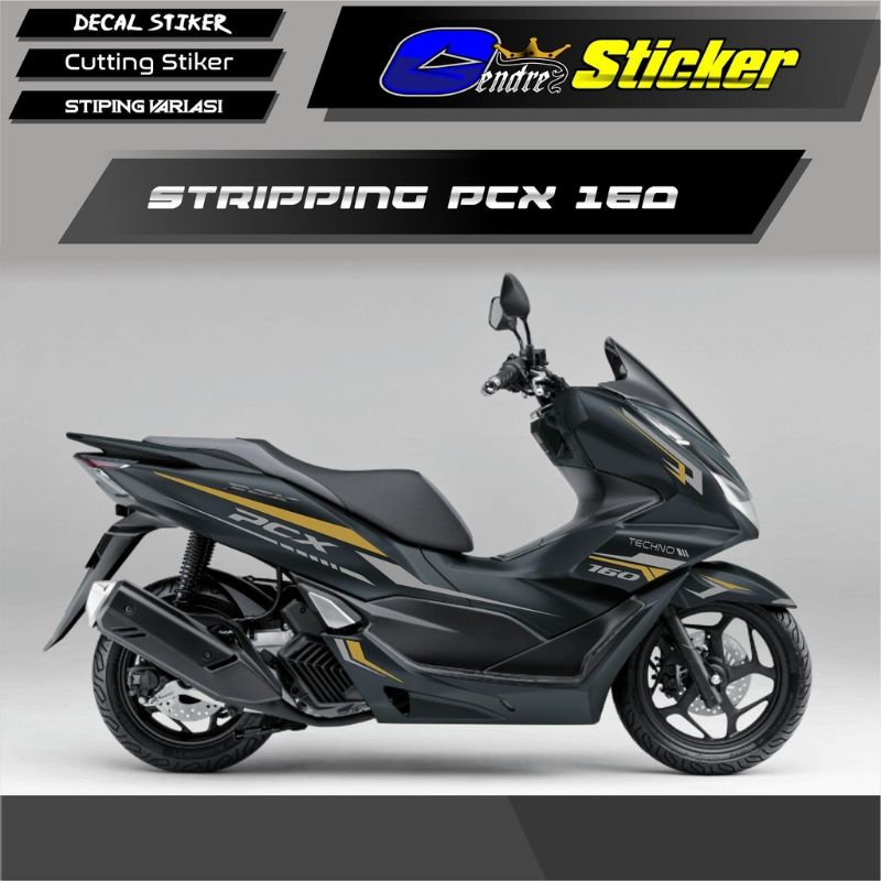 Jual Striping Cutting Sticker Honda NEW PCX HITAM 2021 160cc Gold ...