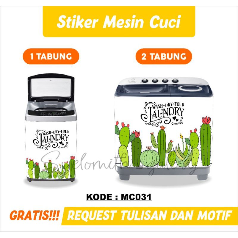 Jual STICKER MESIN CUCI 1 TABUNG DAN 2 TABUNG MOTIF CACTUS MC031 ...