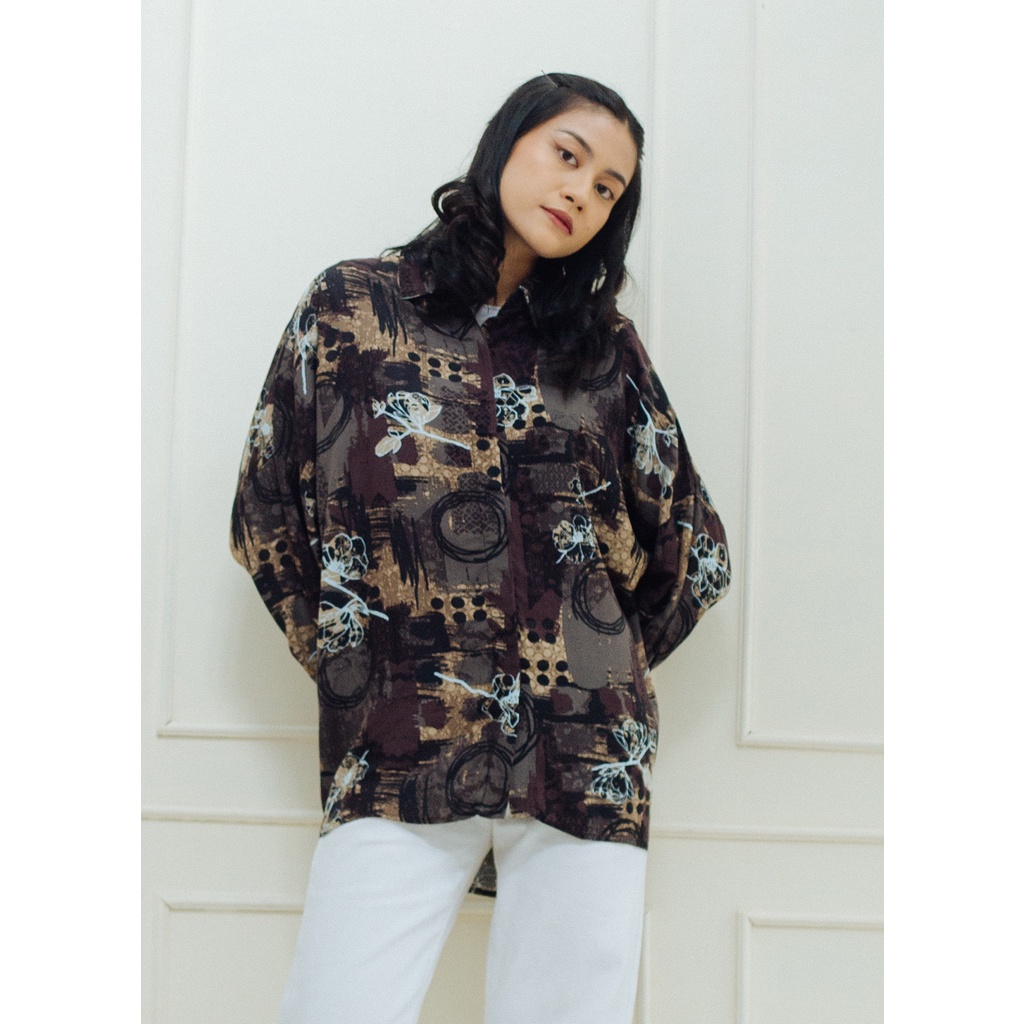 Jual Ixora Jeo Oversized Shirt - Kemeja Wanita Oversized Blouse ...