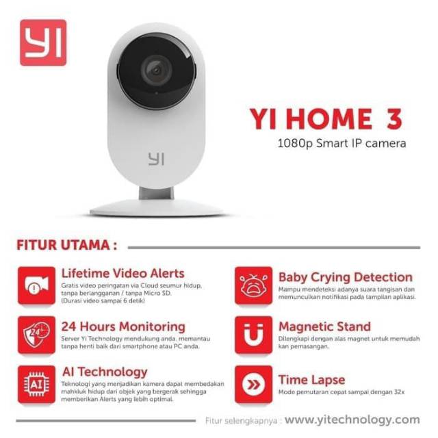 Jual Yi home 3 CCTV Wifi IP Camera Spy Camera xiaoYi Home 3 1080p