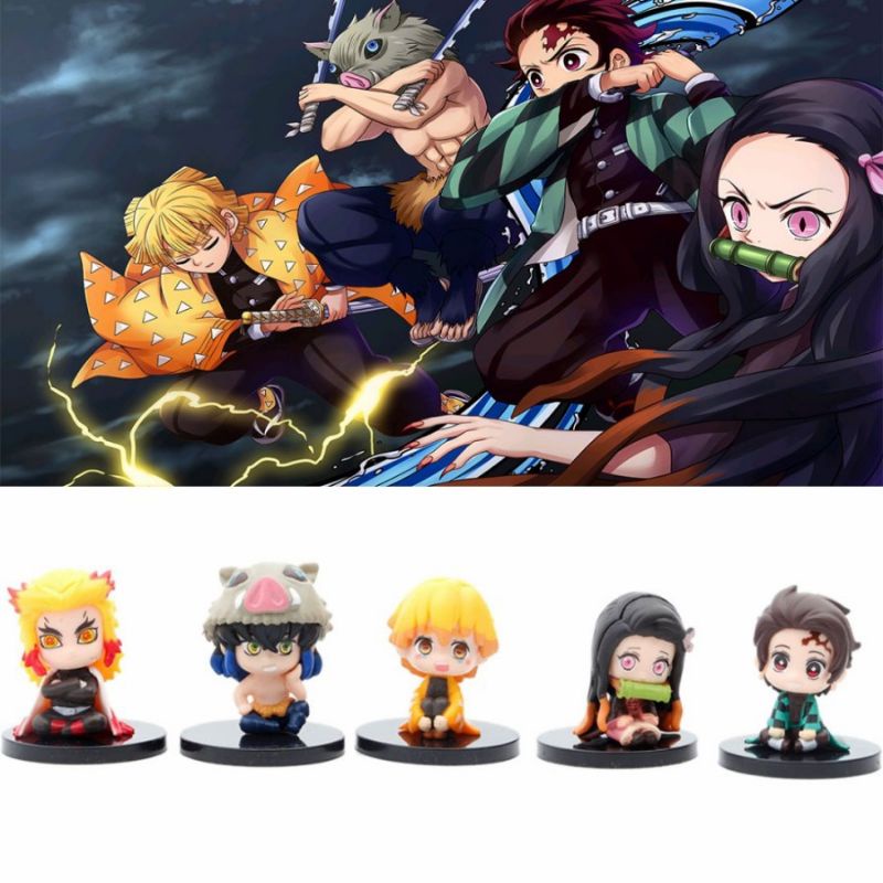 Jual Bisa Cod Action Figure Demon Slayer Kimetsu No Yaiba Chibi Tanjiro Inosuke Zenitsu