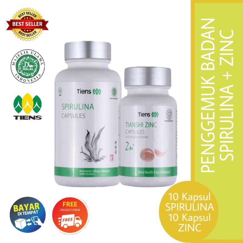 Jual TIENS SPIRULINA ZINC !! Produk Penggemum Badan Kemasan Ecer 10