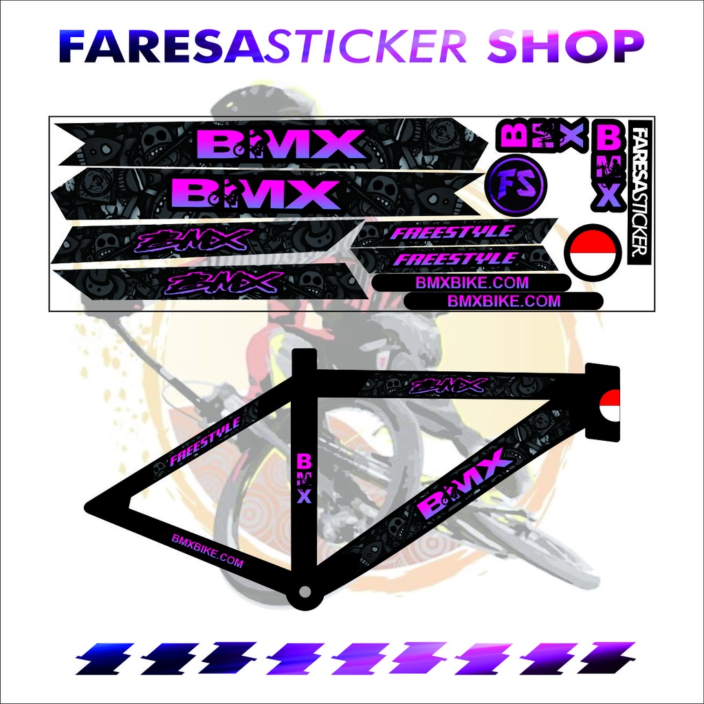 Jual (COD) STICKER SEPEDA BMX X DOODLE GRADASI SIMPLE LIMITED EDITION ...