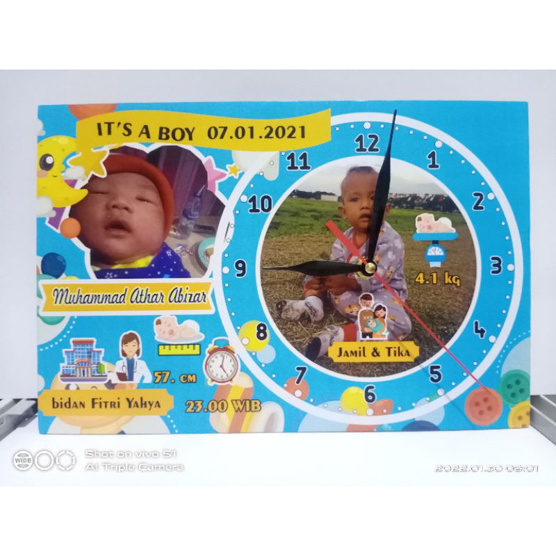 Jual JAM DINDING BIODATA BAYI CUSTOM KAYU MDF | Shopee Indonesia