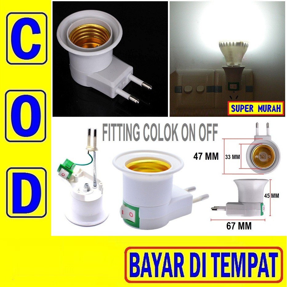 Jual PAC 121 Fitting Colok On Off Sni Saklar Tombol Fiting E27 Lampu ...