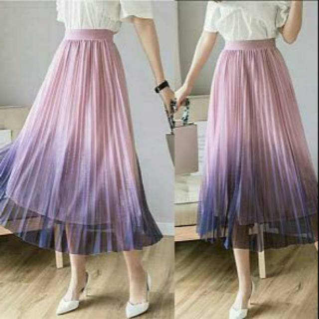 Jual C-356 gradied tile skirt rok panjang tile gradasi import | Shopee ...